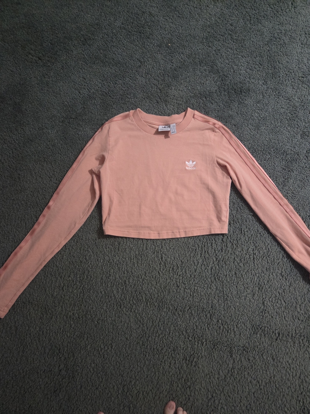 adidas Salmon Colored Cropped Long-Sleeve Tee